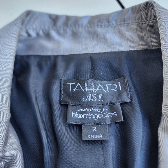 Bloomingdale’s Tahari ASL Womens Silver Gray Jacket Blazer Classic Sz 2 - Picture 7 of 12